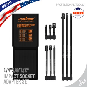 9PC Impact Power Drill Sockets Adapter Set 1/4" 3/8" 1/2" 12" 6" 3" Hex Shank - Picture 1 of 7
