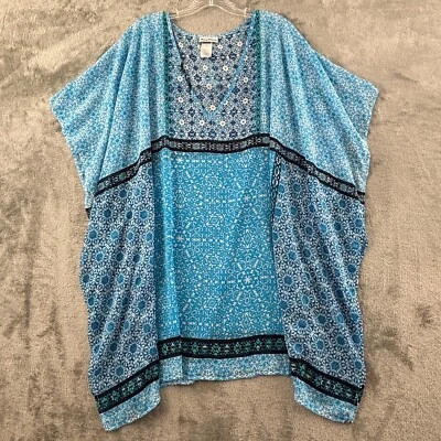 Traje de baño Tommy Bahama Kaftan para mujer L/XL túnica floral azul transparente fluida Foto 1 de 4