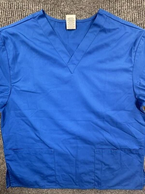 Dickies Shirt Men's Large Blue V-Neck Medical Scrub Top New - Image 1 of 4