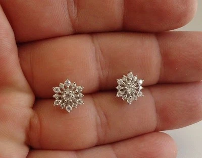 925 STERLING SILVER STUD EARRING STAR DESIGN 1 ct LAB CREATED DIAMONDS 10 X 10MM - Image 1 of 4