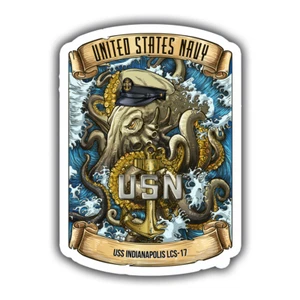 Calcomanía Jefe de la Marina de los Estados Unidos - Pegatina USS Indianapolis - Calcomanía Gráficos Militares 4" - Imagen 1 de 2