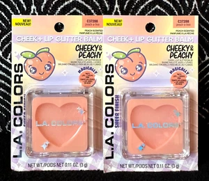 2pk LA COLORS PEACH-A-BOO C37288 CHEEK & LIP GLITTER TINTS PINK LIP BALM & BLUSH - Picture 1 of 10