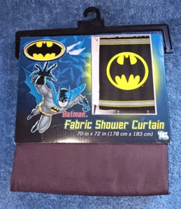 NEW 70 x 72 DC Comics Batman Shower Curtain Yellow Gray Bat Logo Black Polyester - Picture 1 of 8