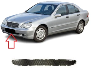 NUOVO PER MERCEDES BENZ C W203 2000-2003 PARAURTI ANTERIORE GRIGLIA CENTRALE INFERIORE NERO - Foto 1 di 3
