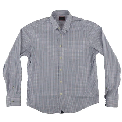 Camisa masculina UNTUCKit com botões elásticos azul média rosa - Imagem 1 de 4