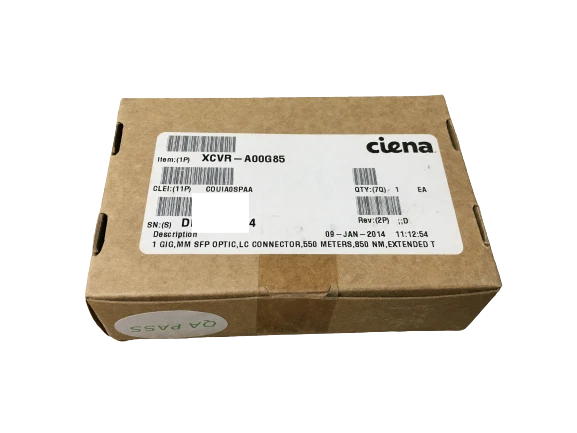 New Ciena XCVR-A00G85 1 GIG MMSFP Optic LC 550 850NM  - Image 1 of 1