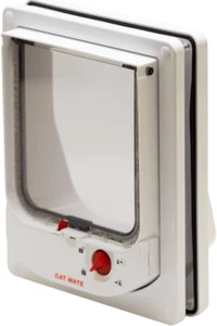 Electromagnetic 4-Way-Locking Cat Flap with 2 Collar Keys - White - Picture 1 of 9