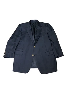 Jos A Bank Signature Collection Mens 46R Black 2 Gold Button Wool Sports Coat - Picture 1 of 11