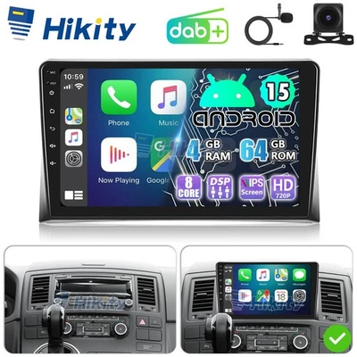 Für VW T5 Transporter Multivan Android 15 Autoradio 4+64GB Apple Carplay GPS DAB - Bild 1 von 4