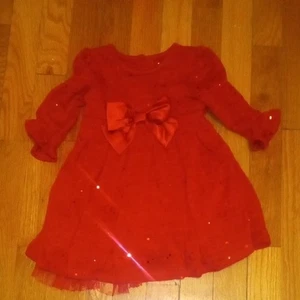 Mädchen 24 Monate Urlaub rotes Kleid mit Pailletten und Schleife - Bild 1 von 3