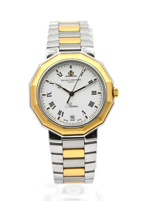 GENTS BAUME & MERCIER RIVIERA DATE QUARTZ WRISTWATCH 18K YELLOW GOLD SS - Image 1 of 4