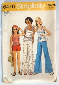Camisole Bell Bottom Hose Shorts Simplicity 6476 Gr. 14 Mädchen Vintage Muster UNGESCHNITTEN - Bild 1 von 3