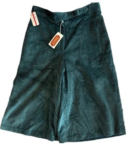 Vintage Corduroy Culotte Shorts  Women’s Size 14 Teal Green High Waist Runs Smal - Picture 1 of 8