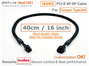 ⚡️16AWG PCI-E GPU 6-Pin Cable for Corsair SF Series Old SF600 SF750 -📏40cm/16” - Picture 1 of 8