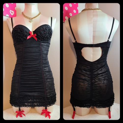 UNDERCOVER Vestito babydoll corsetto giarrettiera sexy Little Things vintage nuovo con etichette taglia 34B