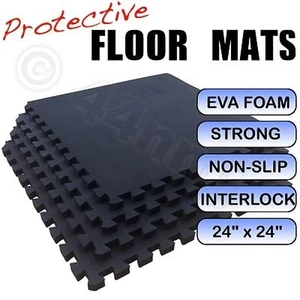 20mm BLACK Interlocking Gym Exercise Flooring Floor Mats Tiles 144 Sq Ft 13m SQ - Picture 1 of 1