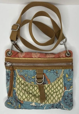 Bolso Bandolera Fossil Maddox Floral Lona Cuero Estilo Vintage Boho Hobo Cartera Foto 1 de 4