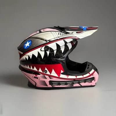 Casco de motocross para adultos 1Storm - BMX MX ATV moto de cross - rosa tiburón grande SC-09S Foto 1 de 4