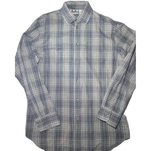 Camisa Earnest cosida a cuadros con botones para hombre XL gris manga larga informal algodón  - Imagen 1 de 6