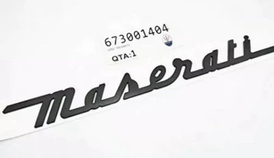 Maserati Quattroporte GranTurismo-Maserati Rear Emblems Script Black 673001404 - Image 1 of 4