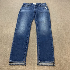 Frame Le Garcon Jeans Womens 26 Azure Whiskered Stretch Denim Raw Hem 29' Inseam - Picture 1 of 12