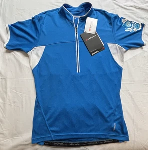 Bellwether womens blue short sleeve zip cycle shirt, xl, Cadence, reflective nwt - Picture 1 of 15