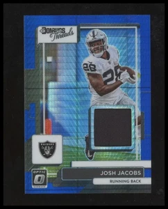 2022 Optic Josh Jacobs Donruss Threads Blue Refractor (Player Worn)Vegas/Packers - Picture 1 of 2