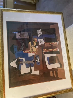 Pablo Picasso three-musicians 30x24” Inches Rolled Canvas Wall Art Print Framed - Image 1 of 4