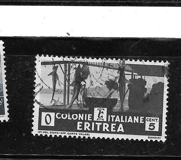 ERITREA ITALIANA SC#159 1934 5c PESQUERÍA DE TIBURONES USADO EN MUY BUEN ESTADO SELLO CLÁSICO DEFINIDO Foto 1 de 1
