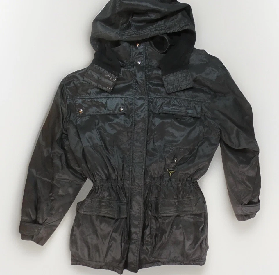 Chaqueta deportiva Escada para mujer grande negra con capucha esquí parka impermeable con brújula Foto 1 de 4