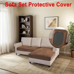 3/4 Stück Dicke Samt Sofabezüge Möbelbezüge Sofa Kissen Garnituren Braun - Bild 1 von 22