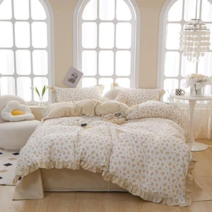 Blumen Twin Size Bettbezug Rüschen Kokette Bettbezug Twin Süß Boho G... - Bild 1 von 7