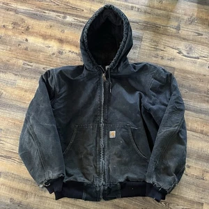 Vintage Y2K Carhartt USA Made A50 Active Jacket Faded Black Distressed Size Lg - Bild 1 von 11