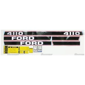 Set/Kit Decalcomanie Completo per Trattore Ford 4110 Striscia Nera/Rossa Force II '86-up - Foto 1 di 1