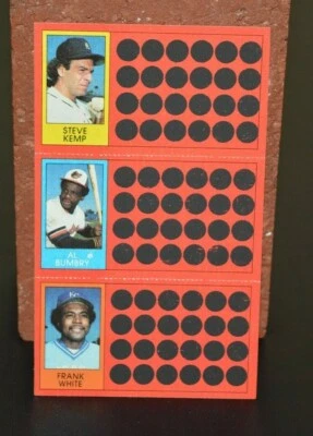 TOPPS SCRATCH-OFF STEVE KEMP, AL BUMBRY, FRANK WHITE CARD - Image 1 of 2