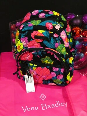 New Vera Bradley Hilo Meadow Essential Compact Backpack Purse Work Travel V065 - Image 1 of 4