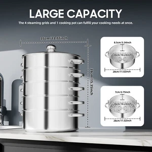 5 Layers 28cm Pot Steamer Multi-Layer Cookware Pot Cookware Stainless Steel Pot - Picture 1 of 8