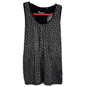 Guess Tank Logo Signature Print Black Metallic Silver size XL Womens - Picture 1 of 5