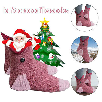 Christmas Knit Crocodile Socks Knit Animals Socks Funky Knitting Pattern Gifts • 10.49€