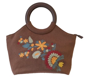 RELIC Brown Canvas Floral Embroidered Fabric Handbag Crossbody Strap BoHo NEW - Picture 1 of 10