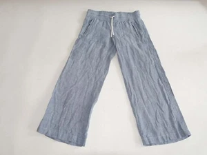 Athleta Women's Cabo Linen Wide Leg Pants Size 8 Petite Light Blue 100% Linen 8P - Picture 1 of 8