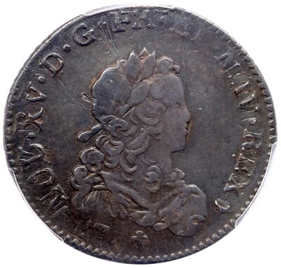 1720-S Gad-306 PCGS XF Details Flan réformé French Colonies 1/3 Ecu - Image 1 of 3