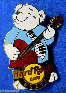 OSAKA JAPONÉS ROJO AMOR CORAZÓN TECLADO GUITARRA *POLAR* OSO Hard Rock Café PIN - Imagen 1 de 1
