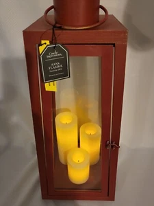 Candle Impressions 23" Tapered Lantern w/3 Candles Antique Red Indoor/Outdoor - Picture 1 of 14