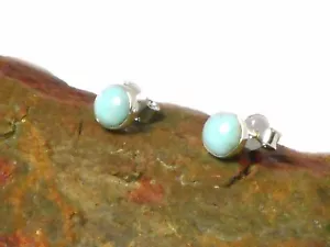 Pendientes de tachuelas redondos azules LARIMAR plata esterlina 925 - 5 mm - Imagen 1 de 4