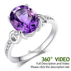 14K White Gold Wedding Engagement 3.5 Ct Amethyst Ring 0.097 Ct Natural Diamond