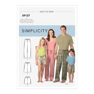 SIMPLICITY 9127 CHILD TEEN ADULT PANTS SHORTS Pattern Size S-L XS-XL LOUNGE WEAR - Image 1 of 3