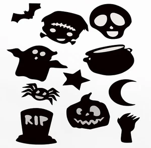 Vinyl, Decal Sticker, Halloween, Black, Orange, Art, Wall Window Home, A4 Sheet - Picture 1 of 2