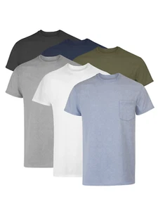 Hanes Men's Value Pack Assorted Pocket T-Shirt Undershirts, 6 Pack Size L - Picture 1 of 10