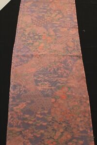 f-120 vintage silk chirimen kimono fabric - scenery - 14-1/2" x 61"